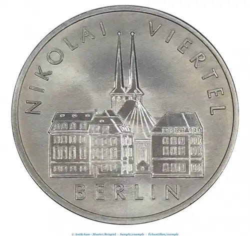 Kursmünze DDR , 5 Mark Münze -Nikolai Viertel- von 1987 , bfr. vz. , Jäger 835 , Staatsbank DDR