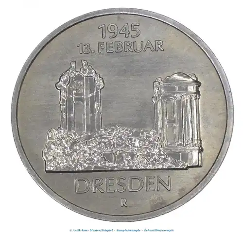 Kursmünze DDR , 5 Mark Münze -Dresden 1945- von 1985 , bfr. vz. , Jäger 830 , Staatsbank DDR