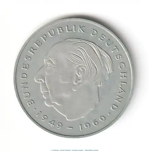 Kursmünze Deutschland , 2 Mark Münze -Theodor Heuss- 1980 J , stgl , J.407 Bundesrepublik