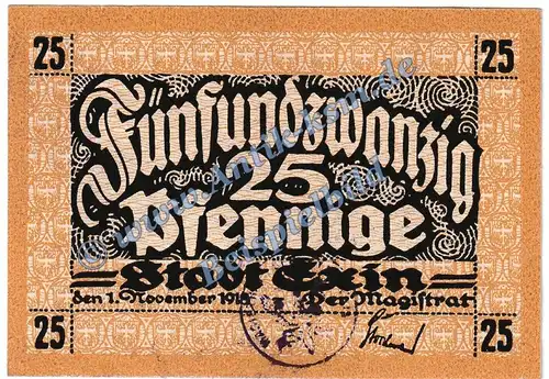 Exin , Notgeld 25 Pfennig Schein in kfr. Tieste 1830.05.56 , Posen 1918 Verkehrsausgabe