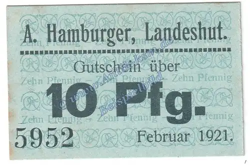 Landeshut , Notgeld 10 Pfennig Schein in kfr. Tieste 3830.10.50 , Schlesien 1921 Verkehrsausgabe