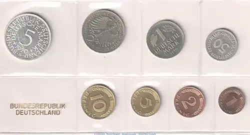 Kursmünzensatz Deutschland -KMS mit 8 Münzen Karlsruhe- 1970 G , pp , J.180 Bundesrepublik