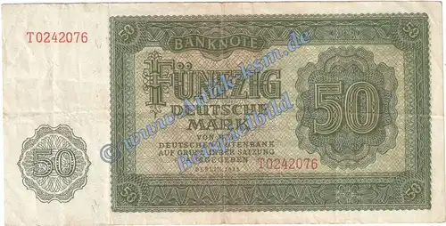 Banknote , 50 Mark Schein in gbr. SBZ-16, Ros.345, P.14 von 1948 , SBZ deutsche Notenbank