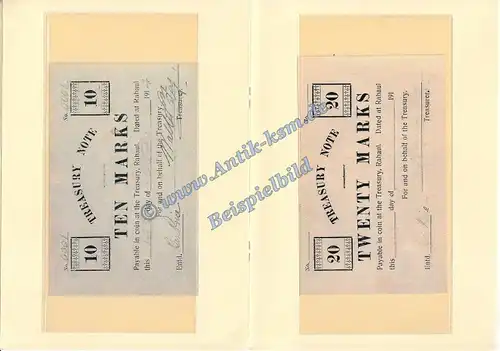 Treasury Notes , 5 bis 100 Marks -Faksimile Set- kfr. Ros. DNG-N von 1914 , deutsch Neuguinea