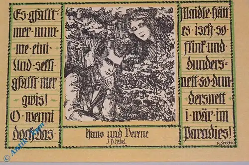 Notgeld Schopfheim , 50 Pfennig Schein 5 , ohne Gründruck , Mehl Grabowski 1201.1 , von 1921 , Baden Württemberg Seriennotgeld