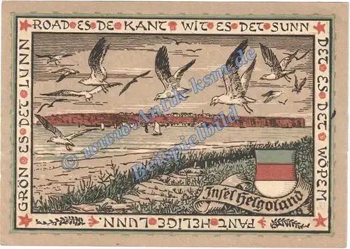 Helgoland , Notgeld 1 Mark Schein in kfr. M-G 595.3 , Schleswig 1920 Seriennotgeld