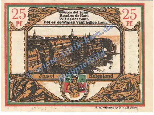 Helgoland , Notgeld 25 Pfennig --dunkle Kreuze-- in kfr. M-G 595.5 , Schleswig 1921 Seriennotgeld