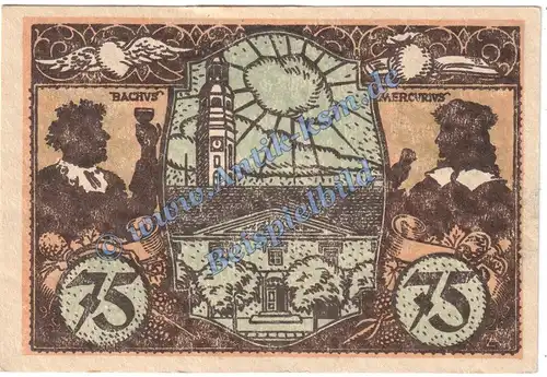 Grünberg , Notgeld 75 Pfennig --RS braun-- in kfr. M-G 489.1.d , Schlesien o.D. Seriennotgeld