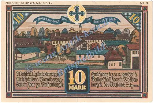 Rothenburg , Notgeld Zoar 10 Mark Schein in gbr. M-G 1140.1 , Schlesien o.D. Seriennotgeld