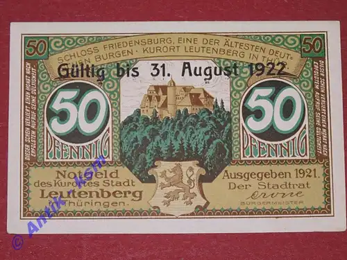 Notgeld Leutenberg , Thüringen , vollständiger Satz mit 1 Schein , Seriennotgeld , 796.2 , von 1921