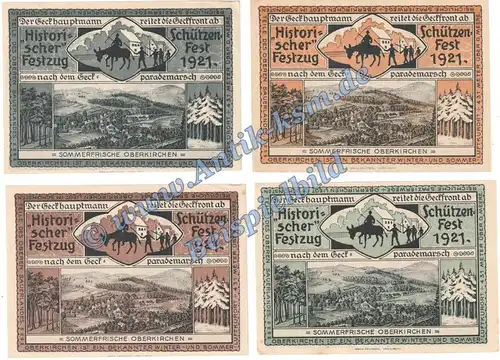 Oberkirchen , Notgeld Set --F.C.VOGT-- 4 Scheine in kfr. M-G 997.1 , Westfalen 1921 Seriennotgeld