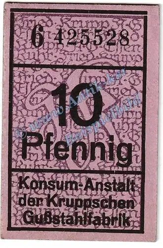 Essen , Notgeld 10 Pfennig Schein in kfr. Tieste 1800.45.03-07 , Rheinland o.D. Verkehrsausgabe
