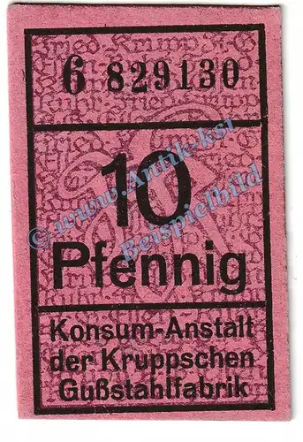Essen , Notgeld 10 Pfennig Schein in kfr. Tieste 1800.45.03-07 , Rheinland o.D. Verkehrsausgabe