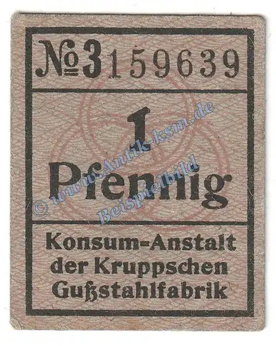 Essen , Notgeld 1 Pfennig Schein in kfr. Tieste 1800.45.05 , Rheinland o.D. Verkehrsausgabe