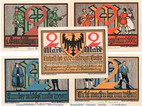 Notgeld Tausendjahrfeier Goslar 455.3 , Set mit 5 Scheinen in kfr. von 1922 , Niedersachsen Seriennotgeld