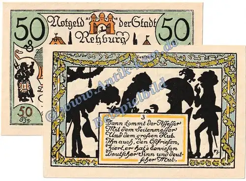 Rehburg , Notgeld 50 Pfennig Schein Nr.3 in kfr. M-G 1107.1 , Niedersachsen 1921 Seriennotgeld