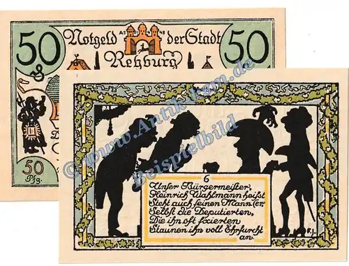 Rehburg , Notgeld 50 Pfennig Schein Nr.6 in kfr. M-G 1107.1 , Niedersachsen 1921 Seriennotgeld
