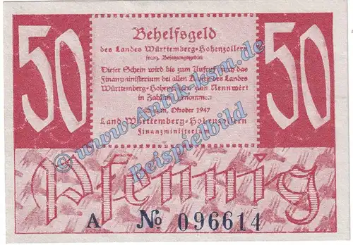 Banknote , 50 Pfennig Schein in kfr. FBZ-9, Ros.216, P.1009 , 1947 Alliierte Besatzung