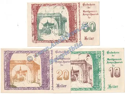 Haag , Notgeld Set mit 3 Scheinen in kfr. K-K 322 , Notgeld 1920 Oberösterreich