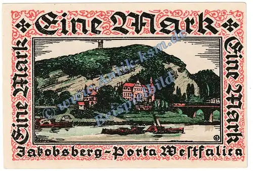 Hausberge , Notgeld 1 Mark Schein in kfr. M-G 585.1.a , Westfalen 1921 Seriennotgeld