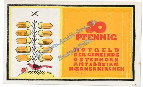 Osterhorn , Notgeld 30 Pfennig Schein in kfr. M-G 1035.1.a , Schleswig Holstein o.D. Seriennotgeld