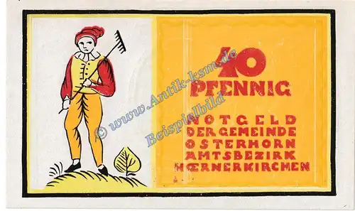 Osterhorn , Notgeld 40 Pfennig Schein in kfr. M-G 1035.1.a , Schleswig Holstein o.D. Seriennotgeld