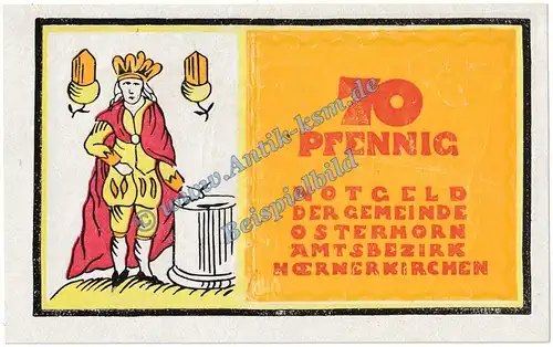 Osterhorn , Notgeld 70 Pfennig Schein in kfr. M-G 1035.1.a , Schleswig Holstein o.D. Seriennotgeld