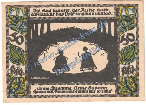 Gollnow , Notgeld 50 Pfennig Nr.4 -Glockensage- in kfr. M-G 453.4 , Pommern 1921 Seriennotgeld