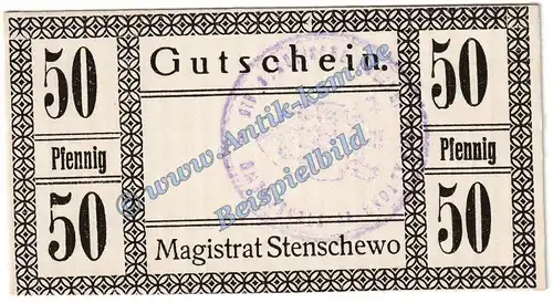 Stenschewo , Notgeld 50 Pfennig Schein in kfr. Tieste 7135.05.20 , Posen o.D. Verkehrsausgabe