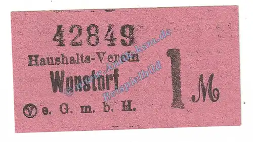 Wunstorf , Notgeld 1 Mark -Haushalts-Verein- in kfr. Tieste 8145.05.08 , Niedersachsen o.D. Verkehrsausgabe