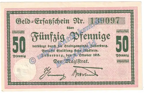 Insterburg , Notgeld 50 Pfennig Schein in kfr. Tieste 3210.10.01 , Ost Preußen 1918 Verkehrsausgabe