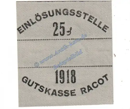 Racot , Notgeld 25 Pfennig Schein in kfr. Tieste 5855.10.02 , Posen 1918 Verkehrsausgabe