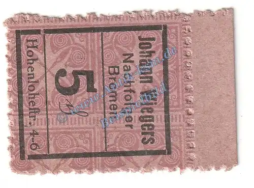 Bremen , Notgeld Wiegers 5 Pfennig in kfr. Tieste 0895.145.10 , Niedersachsen o.D. Verkehrsausgabe