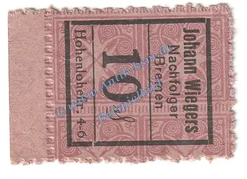 Bremen , Notgeld Wiegers 10 Pfennig in kfr. Tieste 0895.145.11 , Niedersachsen o.D. Verkehrsausgabe