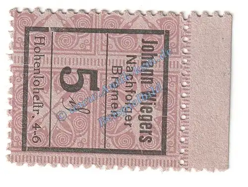 Bremen , Notgeld Wiegers 5 Pfennig in kfr. Tieste 0895.145.15 , Niedersachsen o.D. Verkehrsausgabe