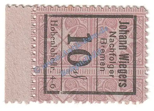 Bremen , Notgeld Wiegers 10 Pfennig in kfr. Tieste 0895.145.16 , Niedersachsen o.D. Verkehrsausgabe