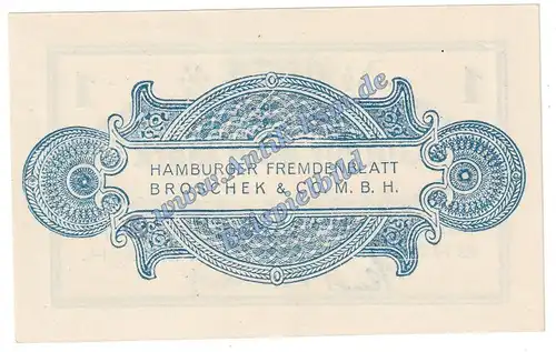 Hamburg , Fremdenblatt Broschek Notgeld 1 Mark in kfr. M-G 530.1 , Hamburg o.D. Seriennotgeld