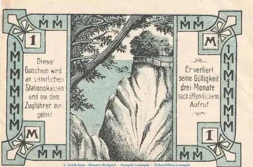 Notgeld Kleinbahn AG Stettin 1269.1 , 1 Mark Schein in kfr. von 1921 , Pommern Seriennotgeld