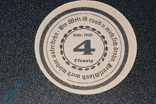 Görlitz , Notgeld 4 Pfennig Schein in kfr. M-G 449.4 , Schlesien 1920 Seriennotgeld