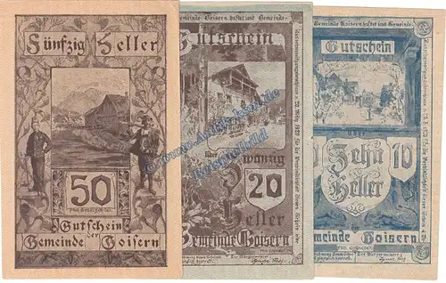 Goisern , Notgeld Set mit 3 Scheinen in kfr. K-K 247 , Oberösterreich 1920