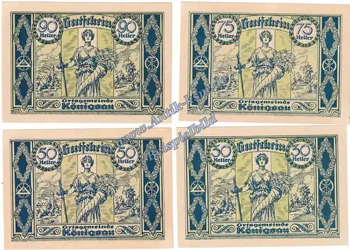 Königsau , Notgeld Set mit 4 Scheinen in kfr. K-K S.463.II.b , Oberösterreich 1920
