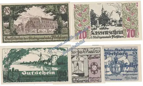 Pöchlarn , Notgeld Set mit 5 Scheinen in kfr. K-K 755.IV , Niederösterreich von 1920