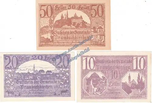 Prambachkirchen , Notgeld Set mit 3 Scheinen in kfr. K-K 779... Oberösterreich o.D