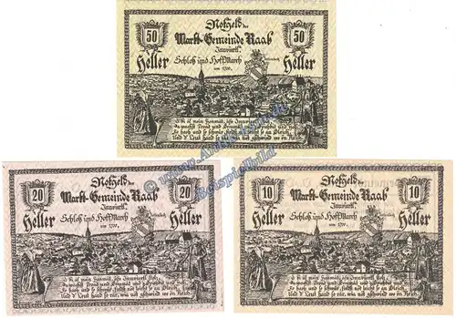 Raab , Notgeld Set mit 3 Scheinen in kfr. K-K 805.II.a , Oberösterreich o.D
