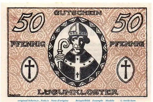 Notgeld Bürgermeister Lügumkloster 839.2.b , 50 Pfennig Schein in kfr. von 1920 , Schleswig Holstein Seriennotgeld