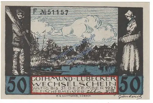Lübeck Gothmund , Notgeld 50 Pfennig -F- in kfr. M-G 823.1 , Schleswig Holstein o.D. Seriennotgeld