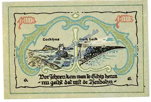 Leck , Notgeld 1 Mark Schein in kfr. M-G 780.1 , Schleswig Holstein o.D. Seriennotgeld