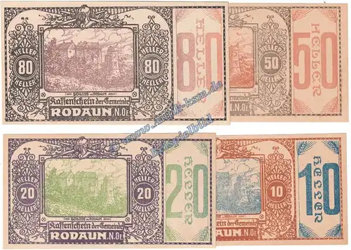 Rodaun , Notgeld Set mit 4 Scheinen in kfr. K-K 840.II.a , Wien o.D