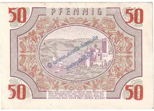 Banknote , 50 Pfennig Schein in kfr. FBZ-6, Ros.213, S.1006 , Rheinland Pfalz , Französische Besatzungszone 1947 -Z