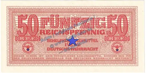 Banknote , 50 Pfennig Schein in kfr. DWM-5, Ros.504, M.35, deutsche Wehrmacht , 3. Reich